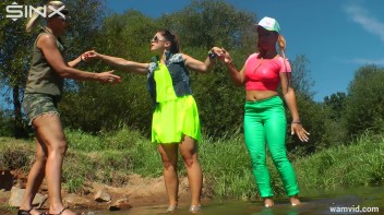 Three luscious ladies get soaked exercising in a river Screencap 34 on www.sinx.com