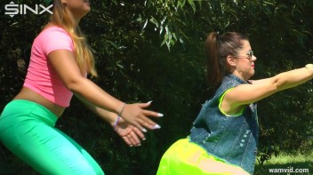 Three luscious ladies get soaked exercising in a river Screencap 5 on www.sinx.com