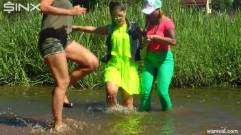 Three luscious ladies get soaked exercising in a river Screencap 50 on www.sinx.com