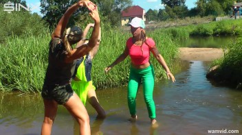 Three luscious ladies get soaked exercising in a river Screencap 80 on www.sinx.com