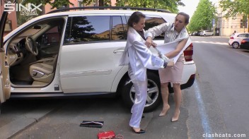 Public Clothes Ripping For Brunette Twins Screencap 32 on www.sinx.com