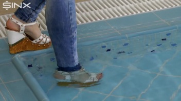 Denim Covered Blonde Takes A Dip Screencap 10 on www.sinx.com