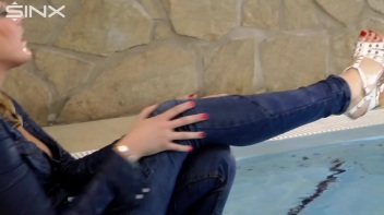 Denim Covered Blonde Takes A Dip Screencap 57 on www.sinx.com