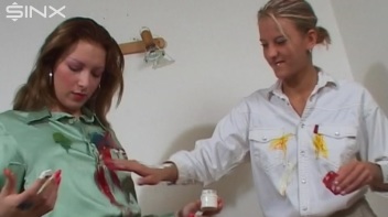 Dressed Babes Paint Each Others Outfits Screencap 10 on www.sinx.com