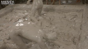 Muddy Wrestling: Satin, Skirts, and Audience Mud Blasted To The Max!  Everyone Gets A Taste! Screencap 88 on www.sinx.com