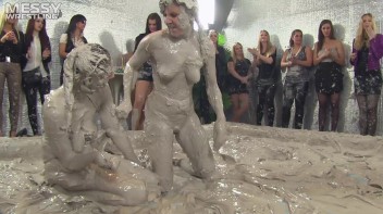 Muddy Wrestling: Satin, Skirts, and Audience Mud Blasted To The Max!  Everyone Gets A Taste! Screencap 96 on www.sinx.com