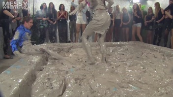 Muddy Wrestling: Satin, Skirts, and Audience Mud Blasted To The Max!  Everyone Gets A Taste! Screencap 10 on www.sinx.com