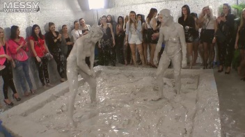 Muddy Wrestling: Satin, Skirts, and Audience Mud Blasted To The Max!  Everyone Gets A Taste! Screencap 104 on www.sinx.com