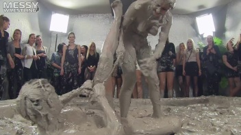 Muddy Wrestling: Satin, Skirts, and Audience Mud Blasted To The Max!  Everyone Gets A Taste! Screencap 106 on www.sinx.com