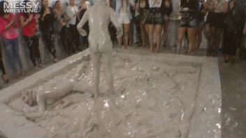 Muddy Wrestling: Satin, Skirts, and Audience Mud Blasted To The Max!  Everyone Gets A Taste! Screencap 108 on www.sinx.com