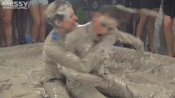 Muddy Wrestling: Satin, Skirts, and Audience Mud Blasted To The Max!  Everyone Gets A Taste! Screencap 19 on www.sinx.com