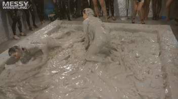 Muddy Wrestling: Satin, Skirts, and Audience Mud Blasted To The Max!  Everyone Gets A Taste! Screencap 22 on www.sinx.com