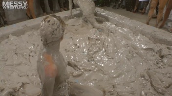 Muddy Wrestling: Satin, Skirts, and Audience Mud Blasted To The Max!  Everyone Gets A Taste! Screencap 38 on www.sinx.com