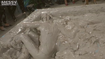 Muddy Wrestling: Satin, Skirts, and Audience Mud Blasted To The Max!  Everyone Gets A Taste! Screencap 56 on www.sinx.com