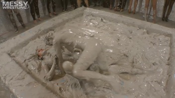 Muddy Wrestling: Satin, Skirts, and Audience Mud Blasted To The Max!  Everyone Gets A Taste! Screencap 65 on www.sinx.com