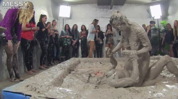 Muddy Wrestling: Satin, Skirts, and Audience Mud Blasted To The Max!  Everyone Gets A Taste! Screencap 66 on www.sinx.com