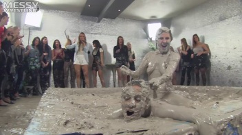 Muddy Wrestling: Satin, Skirts, and Audience Mud Blasted To The Max!  Everyone Gets A Taste! Screencap 68 on www.sinx.com