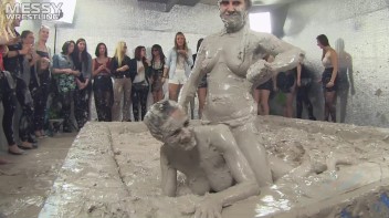 Muddy Wrestling: Satin, Skirts, and Audience Mud Blasted To The Max!  Everyone Gets A Taste! Screencap 69 on www.sinx.com