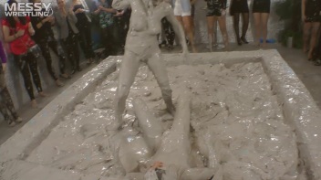 Muddy Wrestling: Satin, Skirts, and Audience Mud Blasted To The Max!  Everyone Gets A Taste! Screencap 70 on www.sinx.com