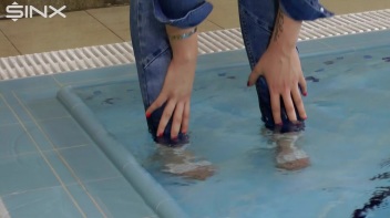 Denim Covered Blonde Takes A Dip Screencap 16 on www.sinx.com