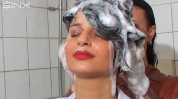Raven Haired Babes Lather Up Their Hair Screencap 45 on www.sinx.com