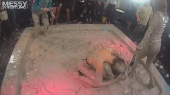 Messy Wrestling: Scary In Satin! Business Babes Rip Each Other Up In The Mud! Screencap 41 on www.sinx.com