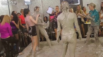 Messy Wrestling: Scary In Satin! Business Babes Rip Each Other Up In The Mud! Screencap 63 on www.sinx.com