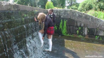 Soaking Wet Schoolgirls Splash In Waterfall Screencap 18 on www.sinx.com