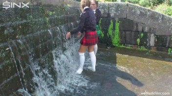 Soaking Wet Schoolgirls Splash In Waterfall Screencap 19 on www.sinx.com