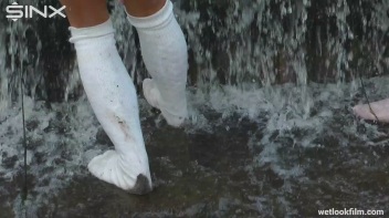 Soaking Wet Schoolgirls Splash In Waterfall Screencap 21 on www.sinx.com