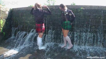 Soaking Wet Schoolgirls Splash In Waterfall Screencap 22 on www.sinx.com