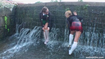 Soaking Wet Schoolgirls Splash In Waterfall Screencap 24 on www.sinx.com