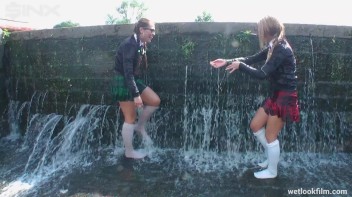 Soaking Wet Schoolgirls Splash In Waterfall Screencap 28 on www.sinx.com