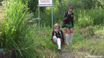 Soaking Wet Schoolgirls Splash In Waterfall Screencap 3 on www.sinx.com