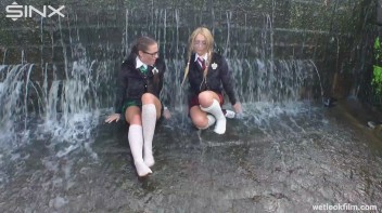 Soaking Wet Schoolgirls Splash In Waterfall Screencap 36 on www.sinx.com