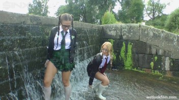 Soaking Wet Schoolgirls Splash In Waterfall Screencap 50 on www.sinx.com