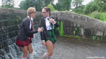 Soaking Wet Schoolgirls Splash In Waterfall Screencap 52 on www.sinx.com