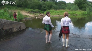 Soaking Wet Schoolgirls Splash In Waterfall Screencap 54 on www.sinx.com