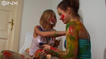 Crazy Girls Paint Their Clothes Together Screencap 15 on www.sinx.com