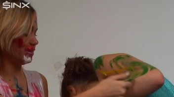 Crazy Girls Paint Their Clothes Together Screencap 8 on www.sinx.com