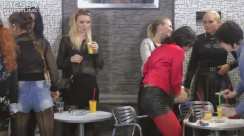 Messy Wrestling: Shiny, Slimy, And Ready To Rumble In Oil! Dunk This Bitch & Tear Her Clothes!!! Screencap 1 on www.sinx.com