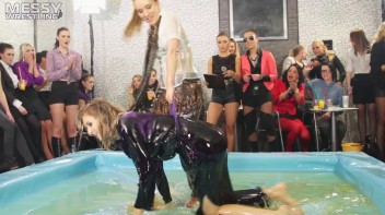 Messy Wrestling: Shiny, Slimy, And Ready To Rumble In Oil! Dunk This Bitch & Tear Her Clothes!!! Screencap 16 on www.sinx.com