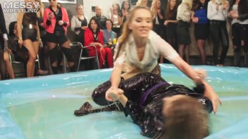 Messy Wrestling: Shiny, Slimy, And Ready To Rumble In Oil! Dunk This Bitch & Tear Her Clothes!!! Screencap 26 on www.sinx.com