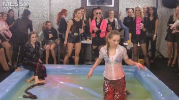 Messy Wrestling: Shiny, Slimy, And Ready To Rumble In Oil! Dunk This Bitch & Tear Her Clothes!!! Screencap 28 on www.sinx.com