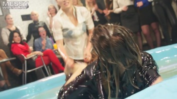 Messy Wrestling: Shiny, Slimy, And Ready To Rumble In Oil! Dunk This Bitch & Tear Her Clothes!!! Screencap 41 on www.sinx.com