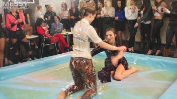 Messy Wrestling: Shiny, Slimy, And Ready To Rumble In Oil! Dunk This Bitch & Tear Her Clothes!!! Screencap 51 on www.sinx.com