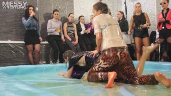 Messy Wrestling: Shiny, Slimy, And Ready To Rumble In Oil! Dunk This Bitch & Tear Her Clothes!!! Screencap 52 on www.sinx.com