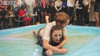Messy Wrestling: Shiny, Slimy, And Ready To Rumble In Oil! Dunk This Bitch & Tear Her Clothes!!! Screencap 53 on www.sinx.com