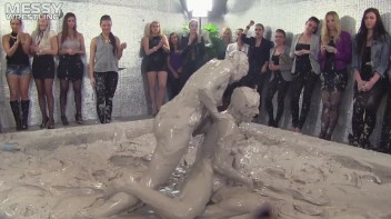 Muddy Wrestling: Fired Up Eurobabes Bring On The Mess - Audience Gets It! Screencap 86 on www.sinx.com