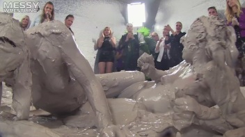 Muddy Wrestling: Fired Up Eurobabes Bring On The Mess - Audience Gets It! Screencap 91 on www.sinx.com